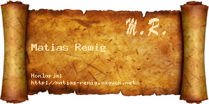 Matias Remig névjegykártya